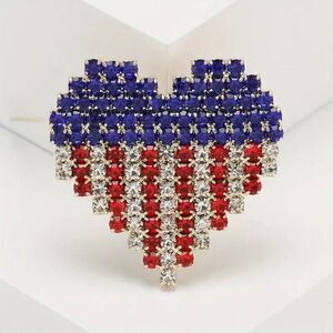New Patriotic Heart Shaped Brooch Pin.